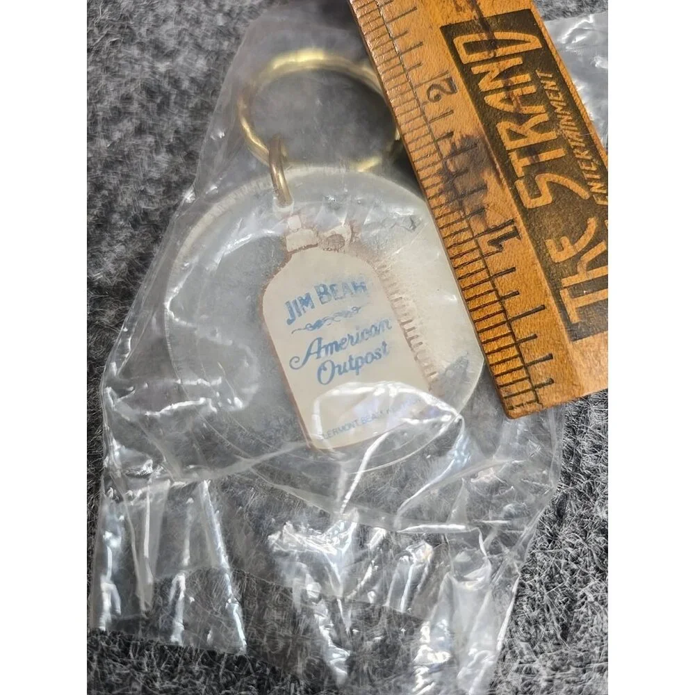 Keychain Jim Beam American Outpost Clear Plastic Jug Whiskey Promo Vtg
